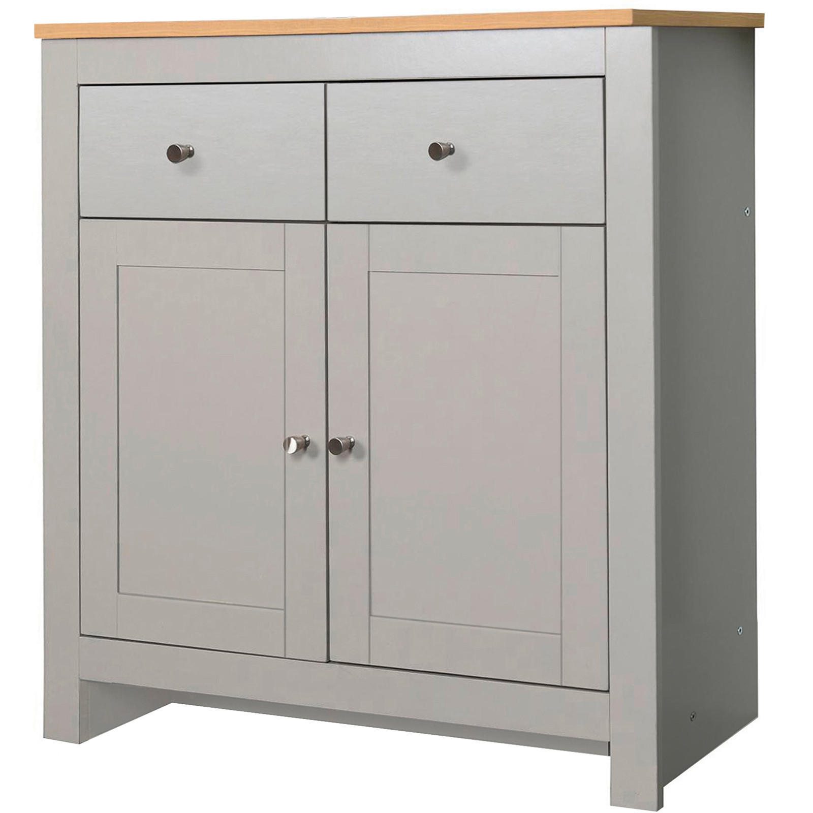 SIDEBOARD 79/81/35 cm  in Grau, Eichefarben  - Eichefarben/Silberfarben, Design, Holzwerkstoff/Metall (79/81/35cm) - MID.YOU