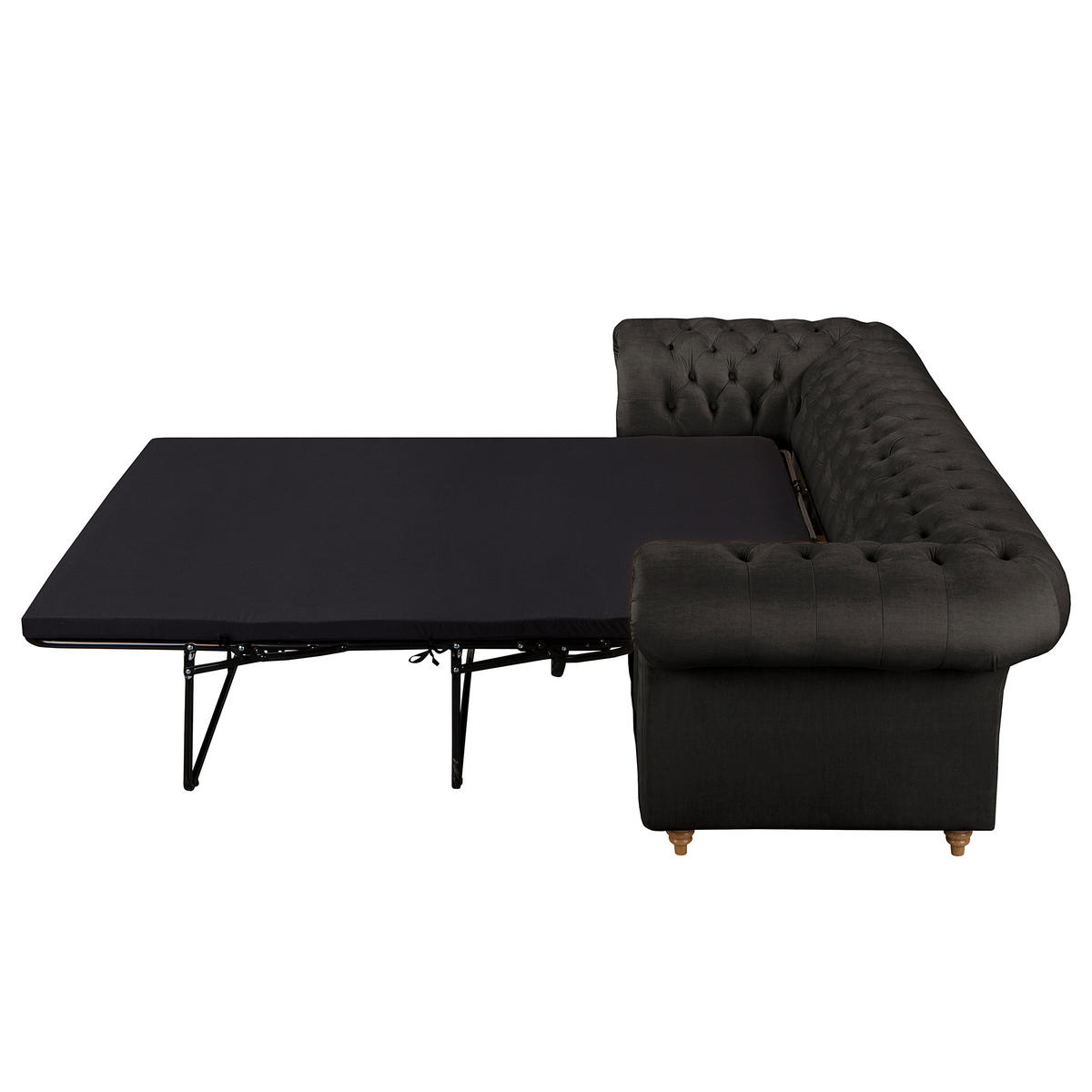 SCHLAFSOFA Laura in Mikrofaser Anthrazit  - Anthrazit/Braun, Design, Holz/Textil (218/74/91cm) - P & B
