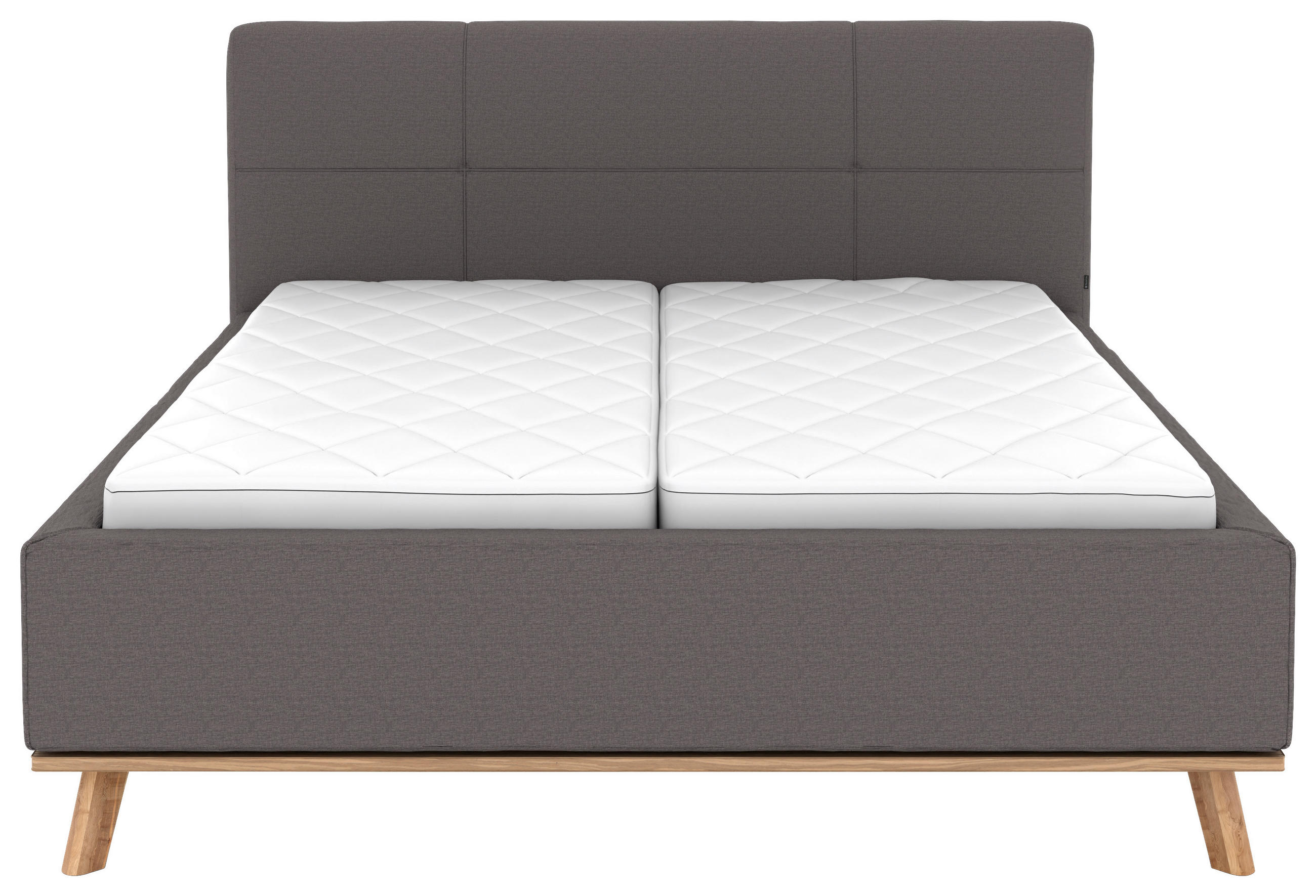 Thumbnail - Musterring Polsterbett, Graubraun, Textil, Birke, Buche,Esche, massiv, H2, Höhe ca. 20 cm, 160x200 cm, Reach, atmungsakt...