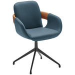 ARMLEHNSTUHL  Lederauswahl, Stoffauswahl, Typenauswahl, Sitzfläche 360° drehbar  Echtleder  - Blau/Eichefarben, Natur, Leder/Holz (60/86/60cm) - Valnatura