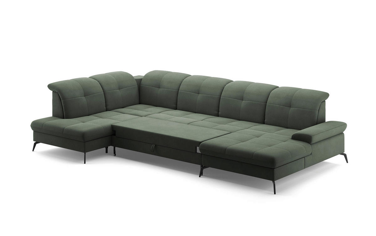 WOHNLANDSCHAFT in Flachgewebe Grün  - Schwarz/Grün, Konventionell, Textil/Metall (231/357/185cm) - Sit & More