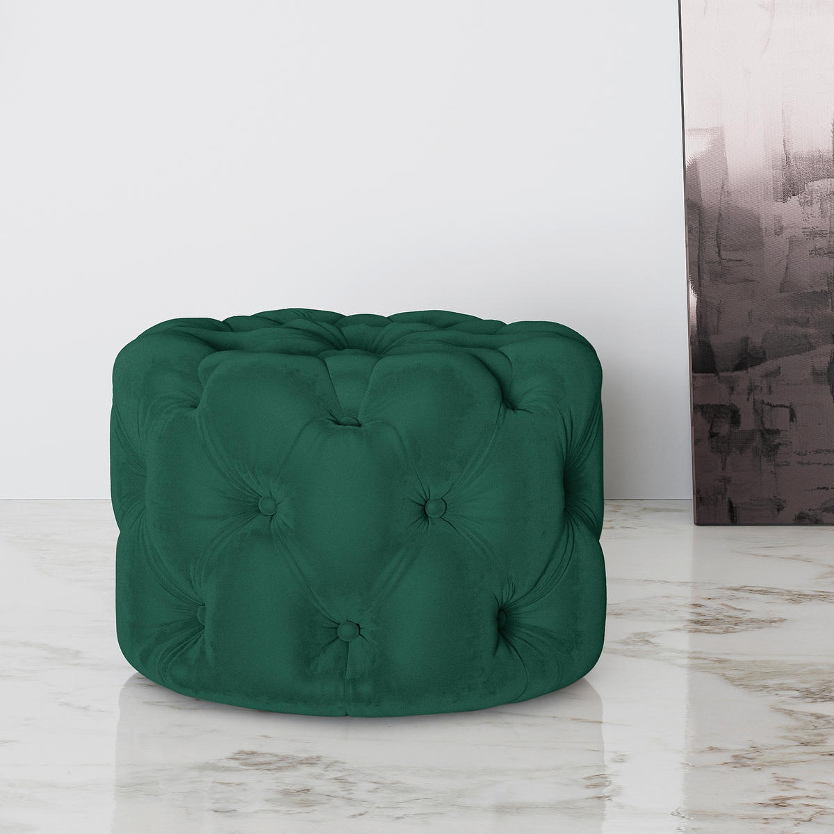 HOCKER in Textil Dunkelgrün  - Dunkelgrün/Schwarz, Design, Kunststoff/Textil (60/39/60cm) - P & B