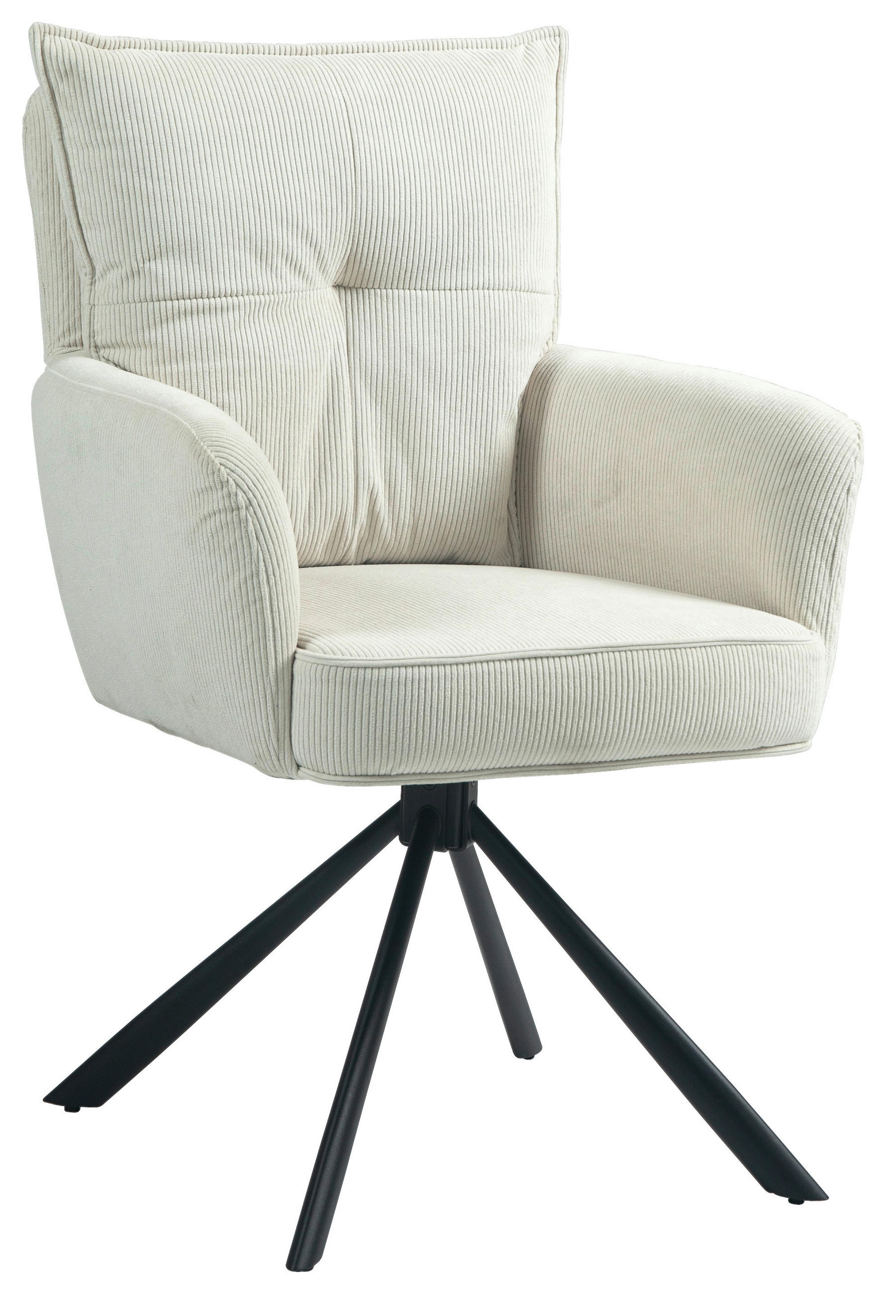 ARMLEHNSTUHL  Sitzfläche 180° drehbar Cord  - Creme/Schwarz, Design, Textil/Metall (60/95/67cm) - Novel