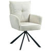ARMLEHNSTUHL  Sitzfläche 180° drehbar Cord  - Creme/Schwarz, Design, Textil/Metall (60/95/67cm) - Novel