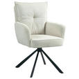 ARMLEHNSTUHL  Sitzfläche 180° drehbar Cord  - Creme/Schwarz, Design, Textil/Metall (60/95/67cm) - Novel