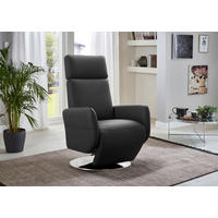 RELAXSESSEL 71/110/82 cm  in Leder Schwarz  - Chromfarben/Schwarz, KONVENTIONELL, Leder/Metall (71/110/82cm) - Sit & More