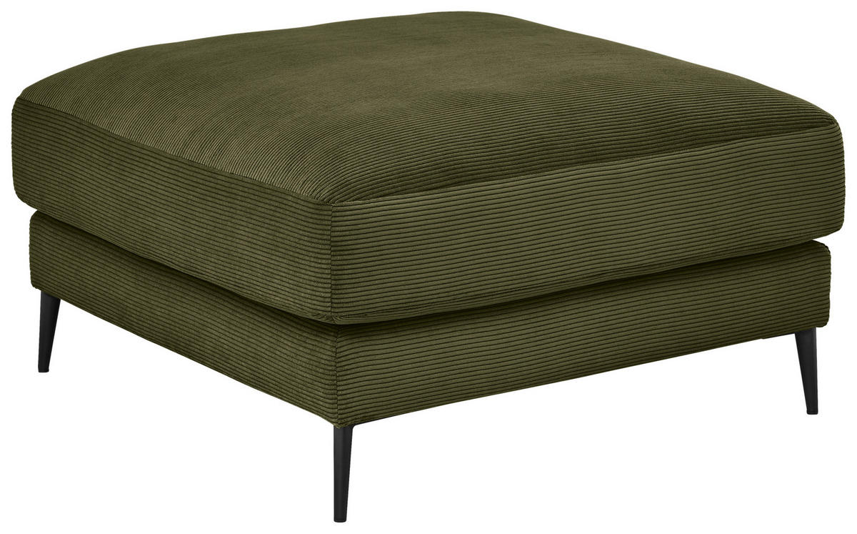 HOCKER Feincord Dunkelgrün  - Dunkelgrün/Schwarz, Design, Textil/Metall (90/43/90cm) - Dieter Knoll