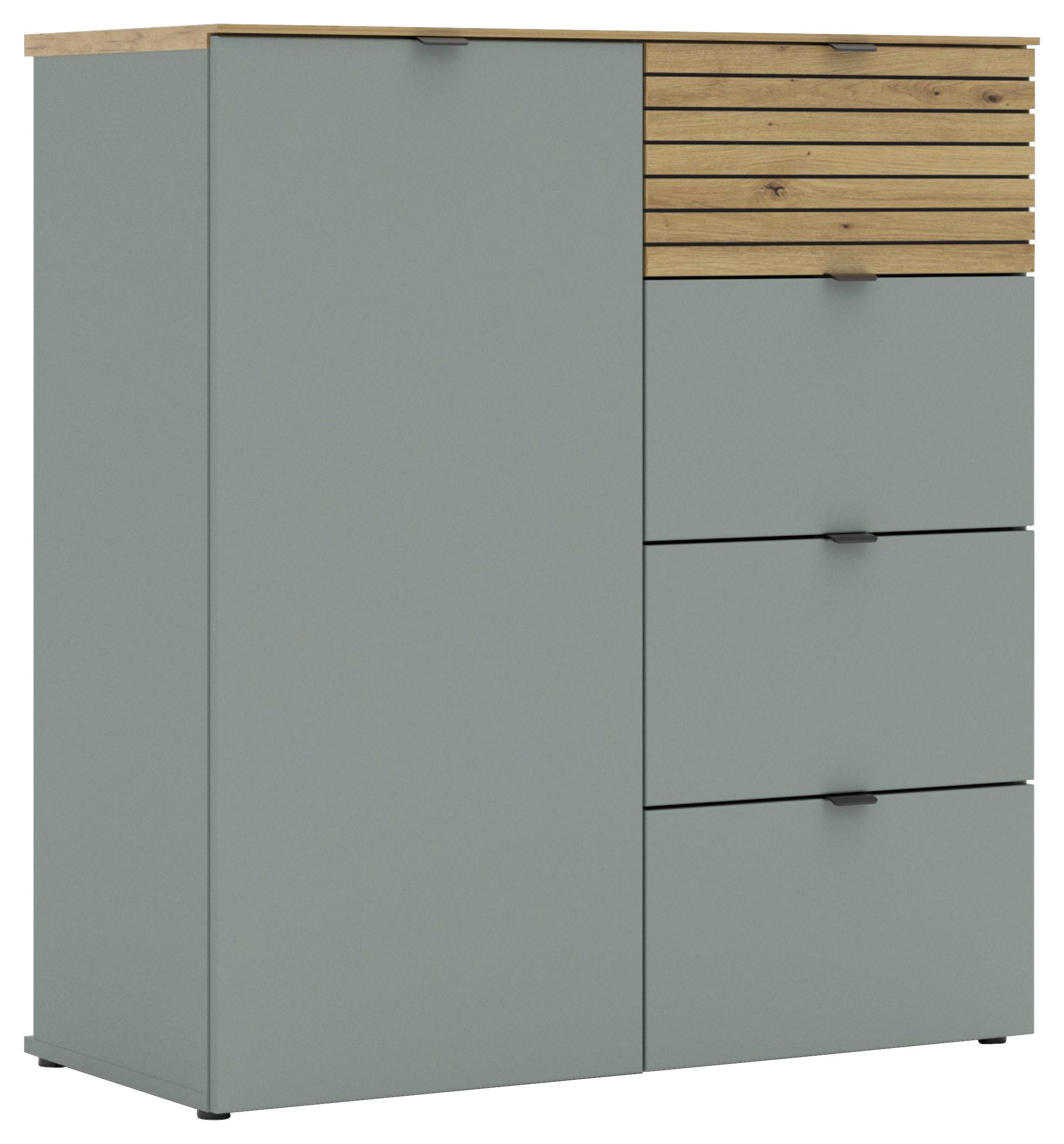 KOMMODE 90/99/41 cm  in Grün, Eiche Artisan  - Schwarz/Eiche Artisan, Modern, Holzwerkstoff/Metall (90/99/41cm) - Voleo