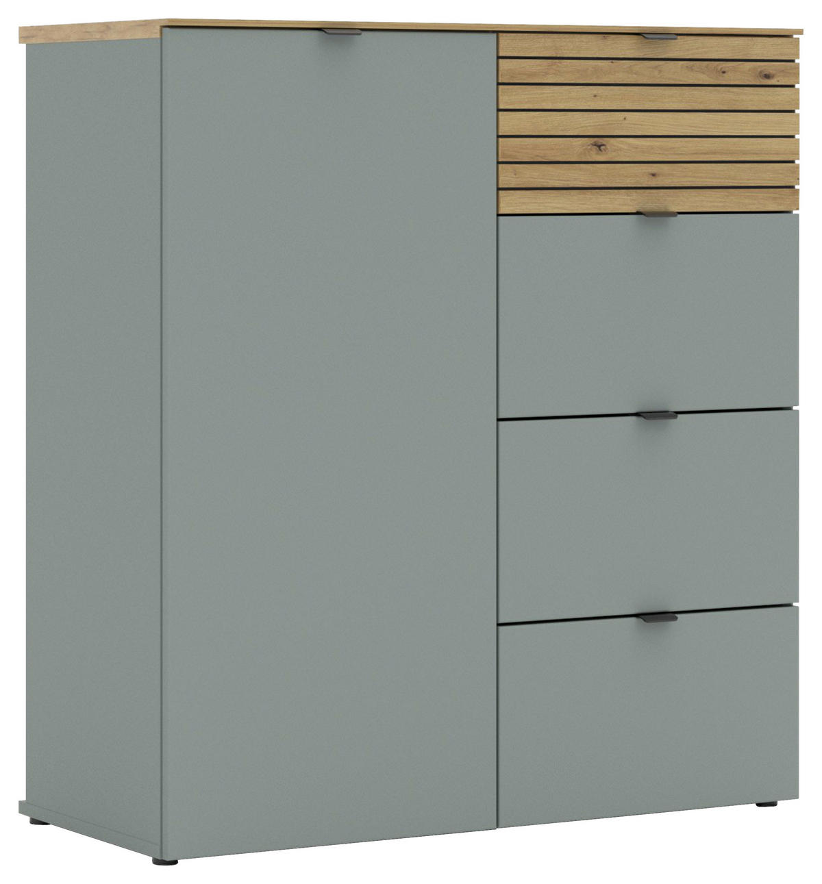 KOMMODE 90/99/41 cm  in Grün, Eiche Artisan  - Schwarz/Eiche Artisan, Modern, Holzwerkstoff/Metall (90/99/41cm) - Voleo