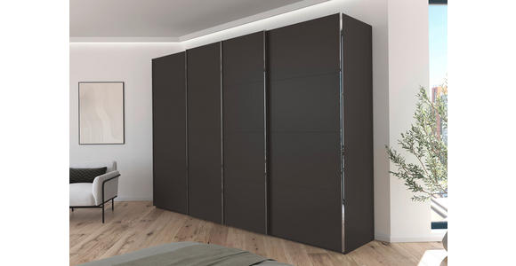 SCHWEBETÜRENSCHRANK 316/223/68 cm 4-türig Graphitfarben - Chromfarben/Graphitfarben, Design, Holzwerkstoff/Metall (316/223/68cm) - Novel