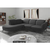ECKSOFA ZOE E Dunkelgrau Flachgewebe  - Dunkelgrau/Schwarz, KONVENTIONELL, Textil/Metall (267/300cm) - Sit & More