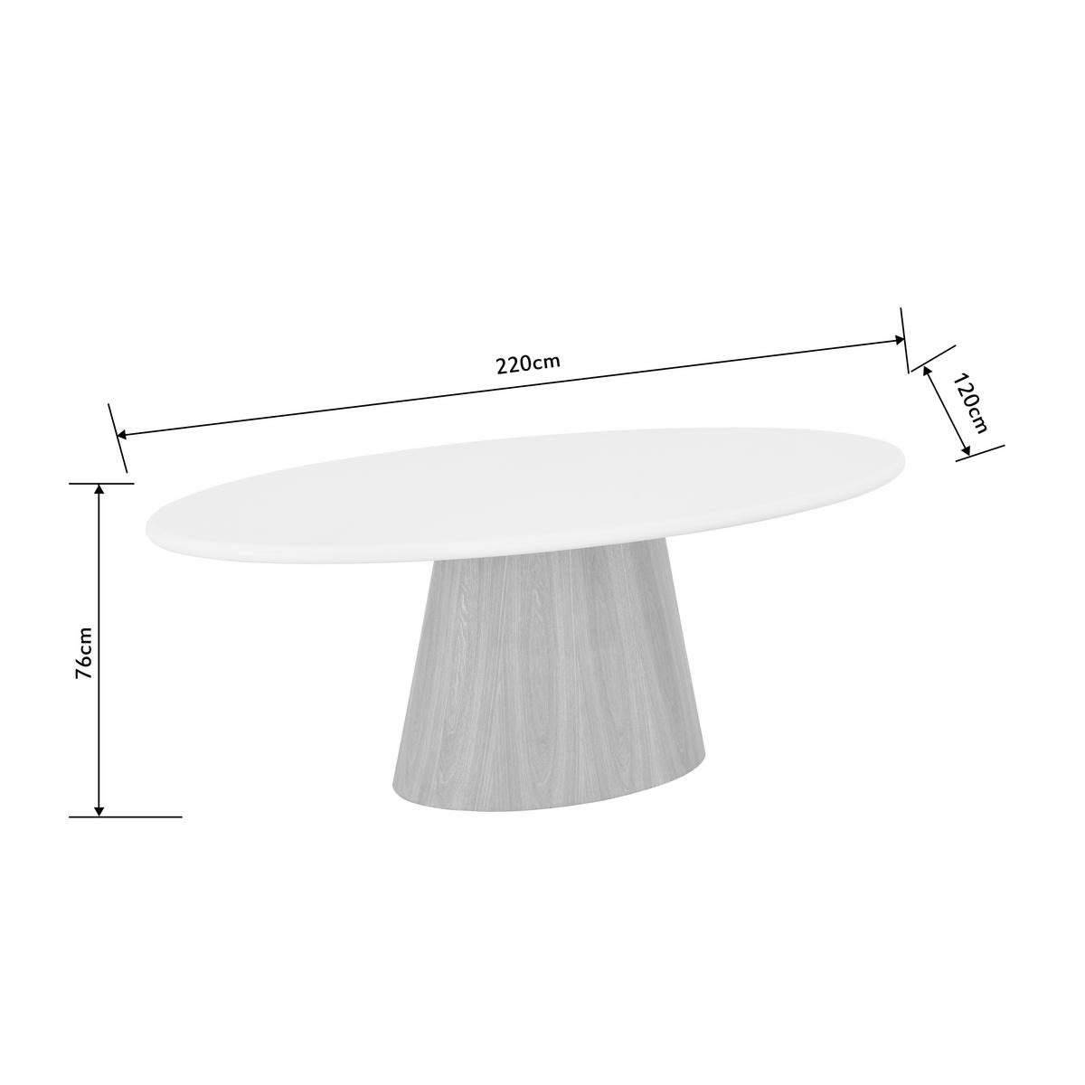 ESSTISCH 220/120/76 cm Echtholz, Nachbildung  Holz, Holzwerkstoff oval Weiß, Eichefarben  - Eichefarben/Weiß, Design, Holz/Holzwerkstoff (220/120/76cm) - VanDerken