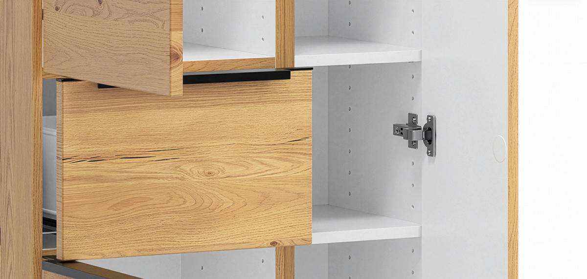 MIDISCHRANK 65/130/35 cm  - Wildeiche/Schwarz, KONVENTIONELL, Holzwerkstoff/Metall (65/130/35cm) - Xora