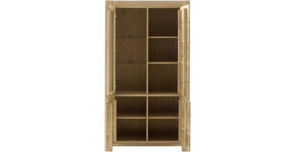 VITRINE in massiv Wildeiche Wildeiche - Wildeiche/Schwarz, Natur, Glas/Holz (109/199/45cm) - Carryhome