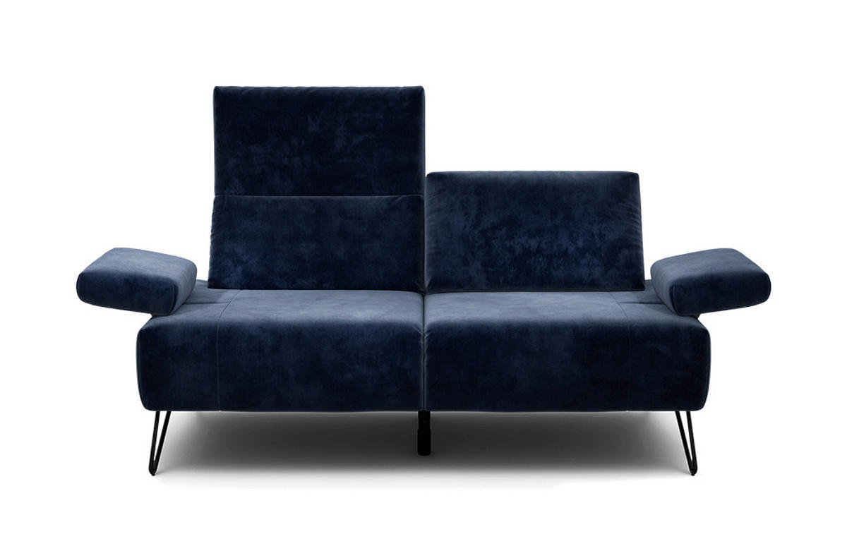 2-SITZER-SOFA Samt Dunkelblau  - Schwarz/Dunkelblau, Design, Textil/Metall (164-194/85/86-94cm) - SENSOO