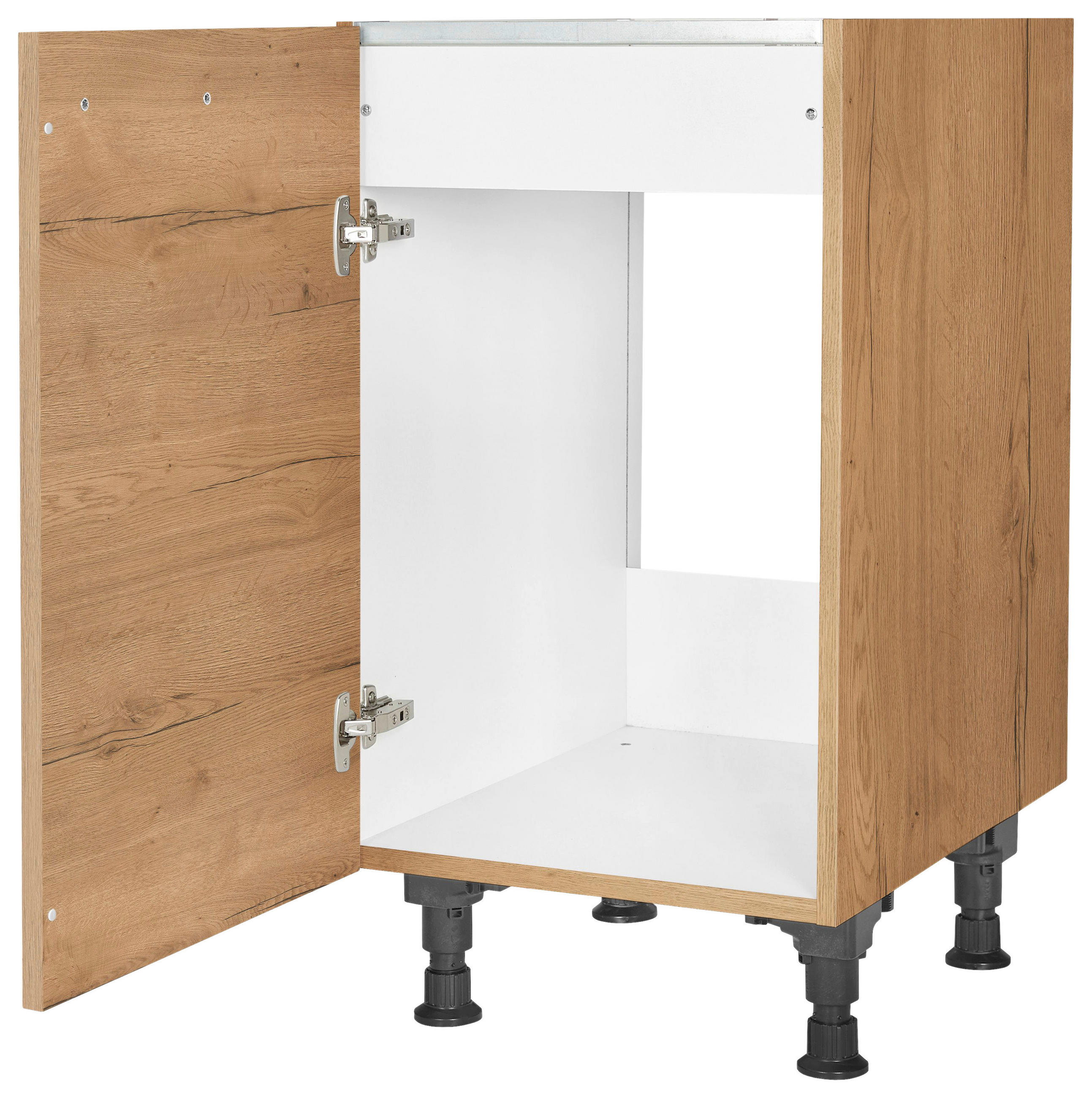 SPÜLENUNTERSCHRANK 45/87/56 cm  in Eichefarben  - Eichefarben/Schwarz, MODERN, Holzwerkstoff/Metall (45/87/56cm) - Nobilia