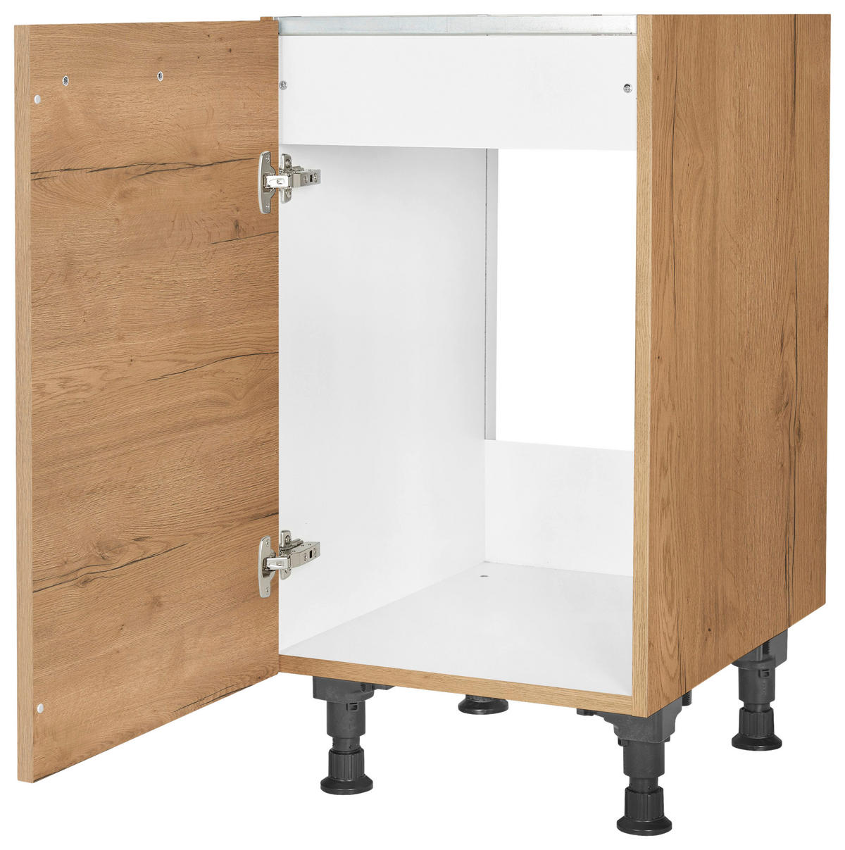 SPÜLENUNTERSCHRANK 45/87/56 cm  in Eichefarben  - Eichefarben/Schwarz, MODERN, Holzwerkstoff/Metall (45/87/56cm) - Nobilia