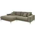 ECKSOFA in Feincord Olivgrün  - Schwarz/Olivgrün, Design, Textil/Metall (207/293cm) - Dieter Knoll