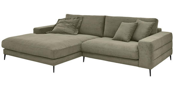 ECKSOFA in Feincord Olivgrün  - Schwarz/Olivgrün, Design, Textil/Metall (207/293cm) - Dieter Knoll