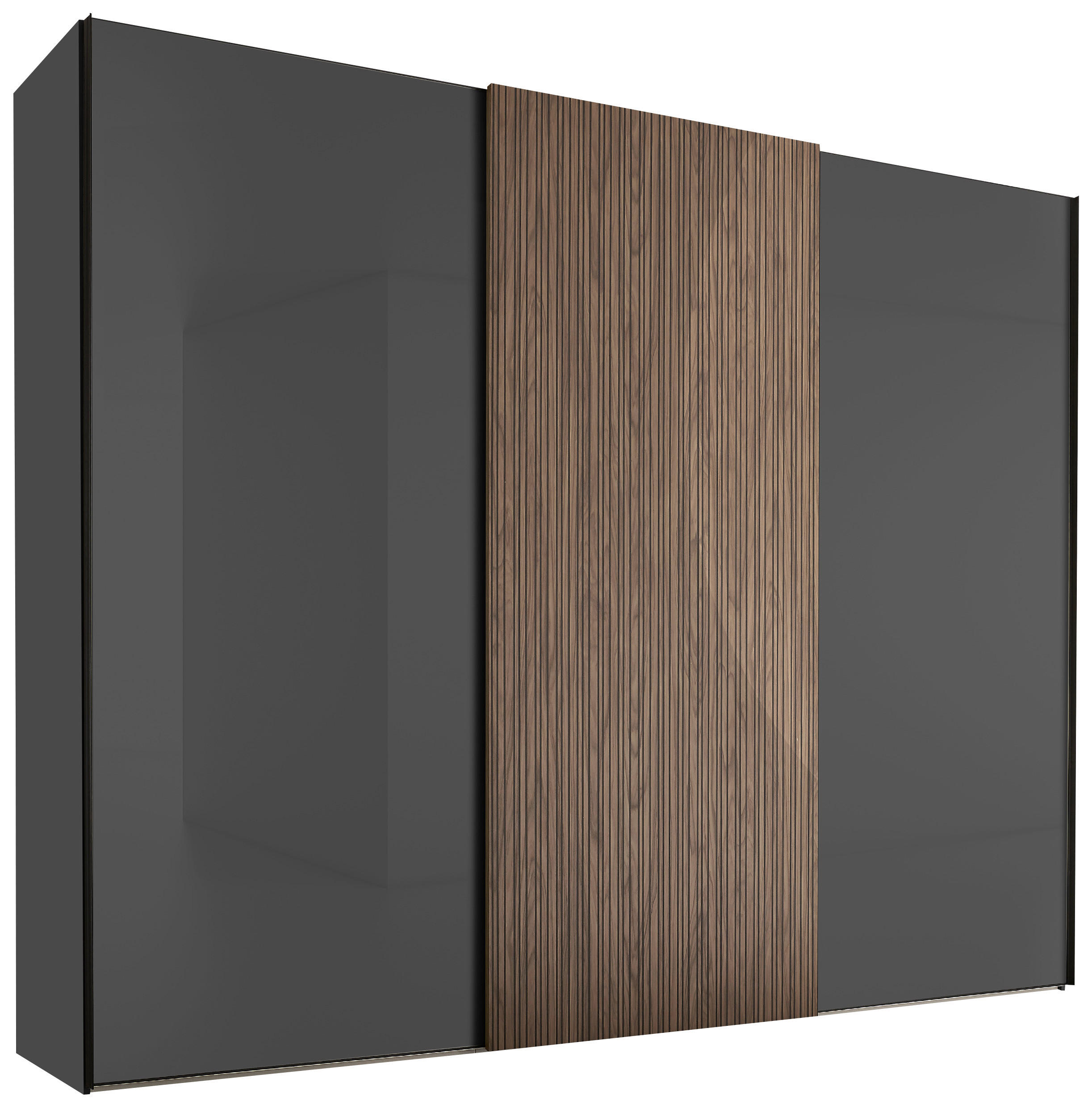 SCHWEBETÜRENSCHRANK 249/240/68 cm Anthrazit, Eichefarben  - Eichefarben/Anthrazit, Design, Glas/Holzwerkstoff (249/240/68cm) - Dieter Knoll