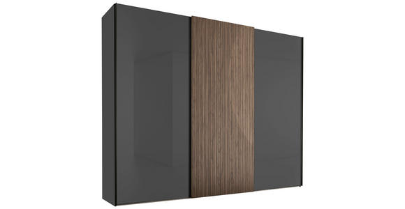 SCHWEBETÜRENSCHRANK 298/240/68 cm Anthrazit, Eichefarben  - Eichefarben/Anthrazit, Design, Glas/Holzwerkstoff (298/240/68cm) - Dieter Knoll