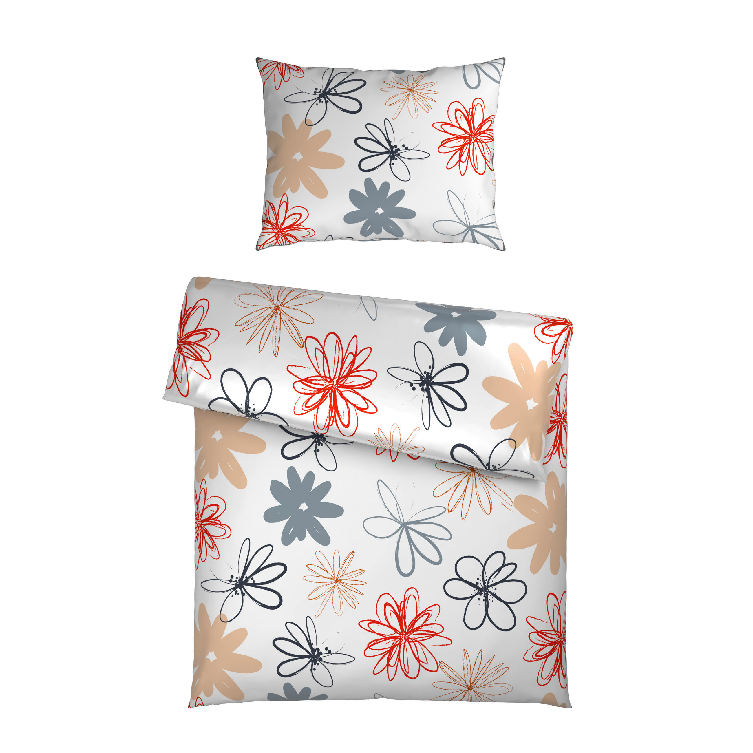 BETTWÄSCHESET TIRANA Mikrofaser 160/210 cm  65 cm/100 cm  - Terracotta, Konventionell, Textil (160/210cm) - Boxxx