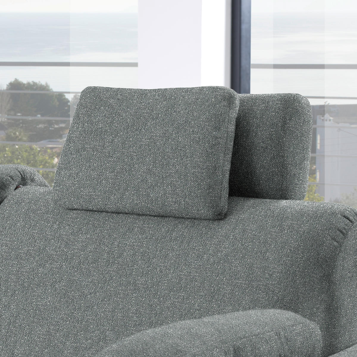 ECKSOFA  in Mikrovelours Graugrün  203/261 cm  - Eichefarben/Graugrün, KONVENTIONELL, Holz/Textil (203/261cm) - Sedda