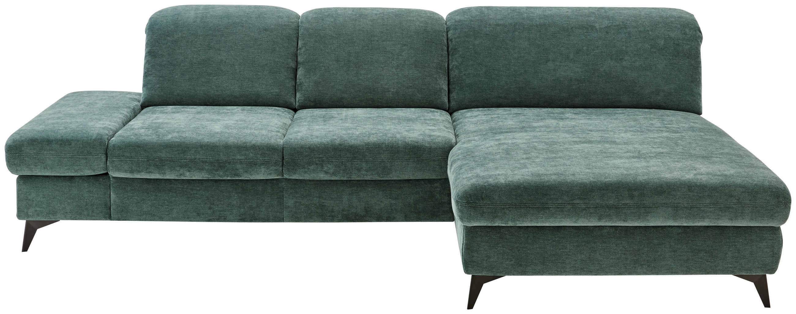 ECKSOFA Dunkelgrün Chenille  - Dunkelgrün/Schwarz, Design, Textil/Metall (288/198cm) - Beldomo Style
