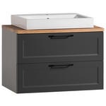 WASCHTISCHKOMBI 80 cm  - Eiche Wotan/Schwarz, ROMANTIK / LANDHAUS, Keramik/Holzwerkstoff (80cm) - Xora