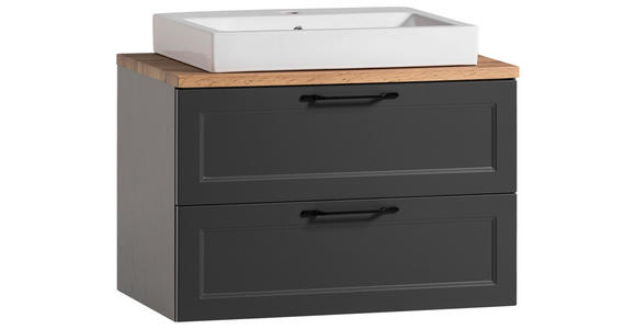 WASCHTISCHKOMBI 80 cm - Eiche Wotan/Schwarz, ROMANTIK / LANDHAUS, Keramik/Holzwerkstoff (80cm) - Xora