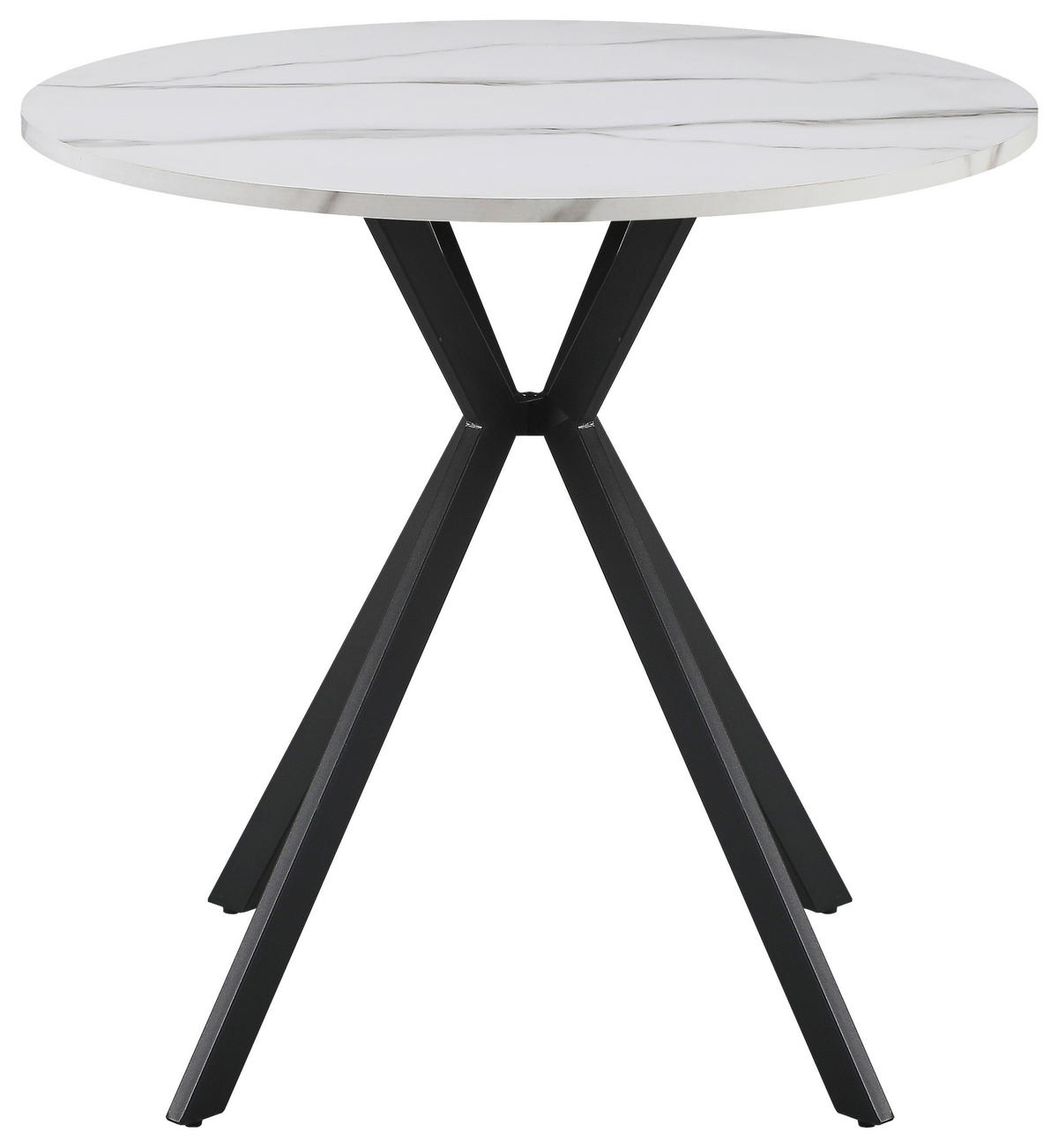 ESSTISCH 80/80/76 cm Nachbildung  Metall, Holzwerkstoff rund Schwarz, Weiß  - Schwarz/Weiß, Design, Holzwerkstoff/Metall (80/80/76cm) - Milino
