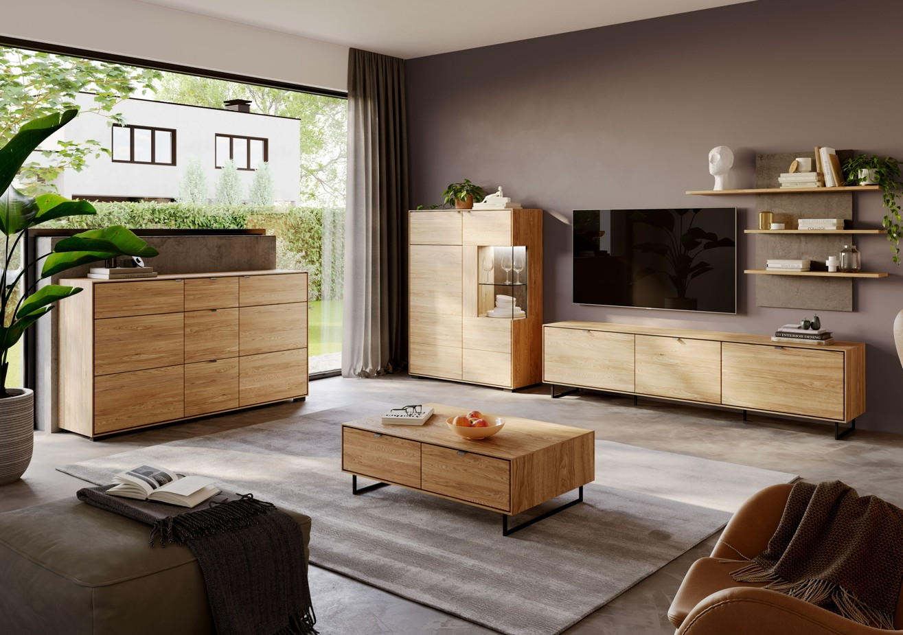 SIDEBOARD  in 163/83/40,6 cm  - Eichefarben/Dunkelgrau, Design, Holz/Holzwerkstoff (163/83/40,6cm) - Livetastic