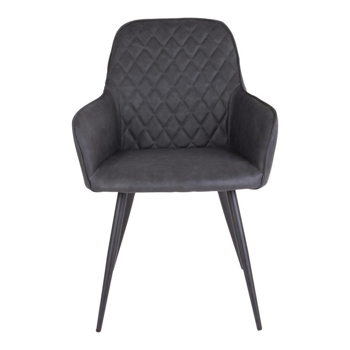 STOL MED ARMSTÖD SET 2 styck läderimitation  - mörkgrå/svart, Modern, metall/textil (57/87/65cm) - MID.YOU