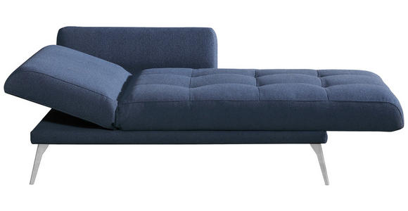 RÉCAMIERE Amira in Flachgewebe Dunkelblau  - Chromfarben/Dunkelblau, KONVENTIONELL, Textil/Metall (200/85/106cm) - Novel