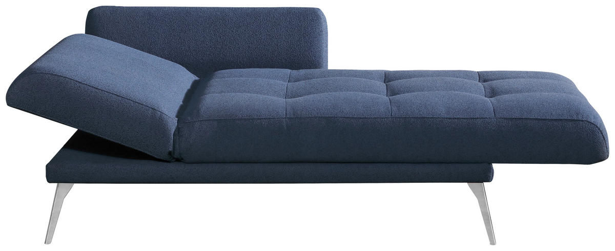 RÉCAMIERE Flachgewebe Dunkelblau  - Chromfarben/Dunkelblau, Konventionell, Textil/Metall (200/85/106cm) - Novel