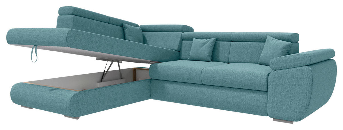 ECKSOFA Petrol Struktur  - Chromfarben/Petrol, KONVENTIONELL, Kunststoff/Textil (205/282cm) - Carryhome