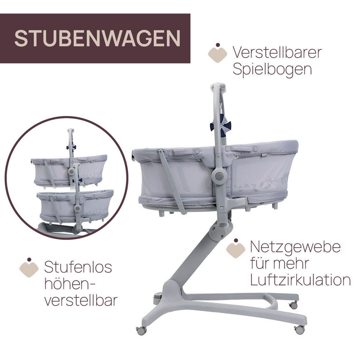 STUBENWAGEN BABY HUG PRO   - Grau, Basics (85/60/88-122cm) - Chicco