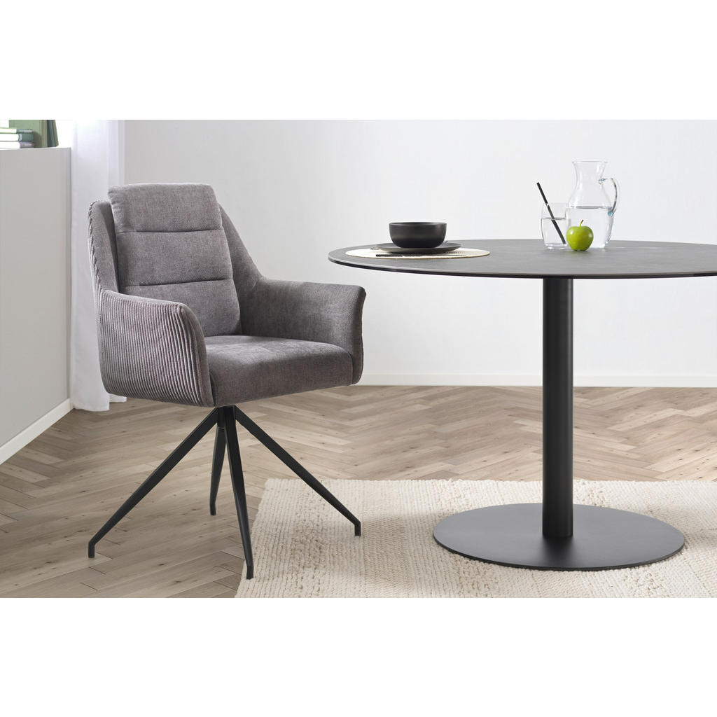 Thumbnail - Livetastic Armlehnstuhl Cord, Grau, Holz, Metall, Textil, Pappel, Sperrholz, konisch, 61x93x61 cm, Esszimmer, Stühle, Es...