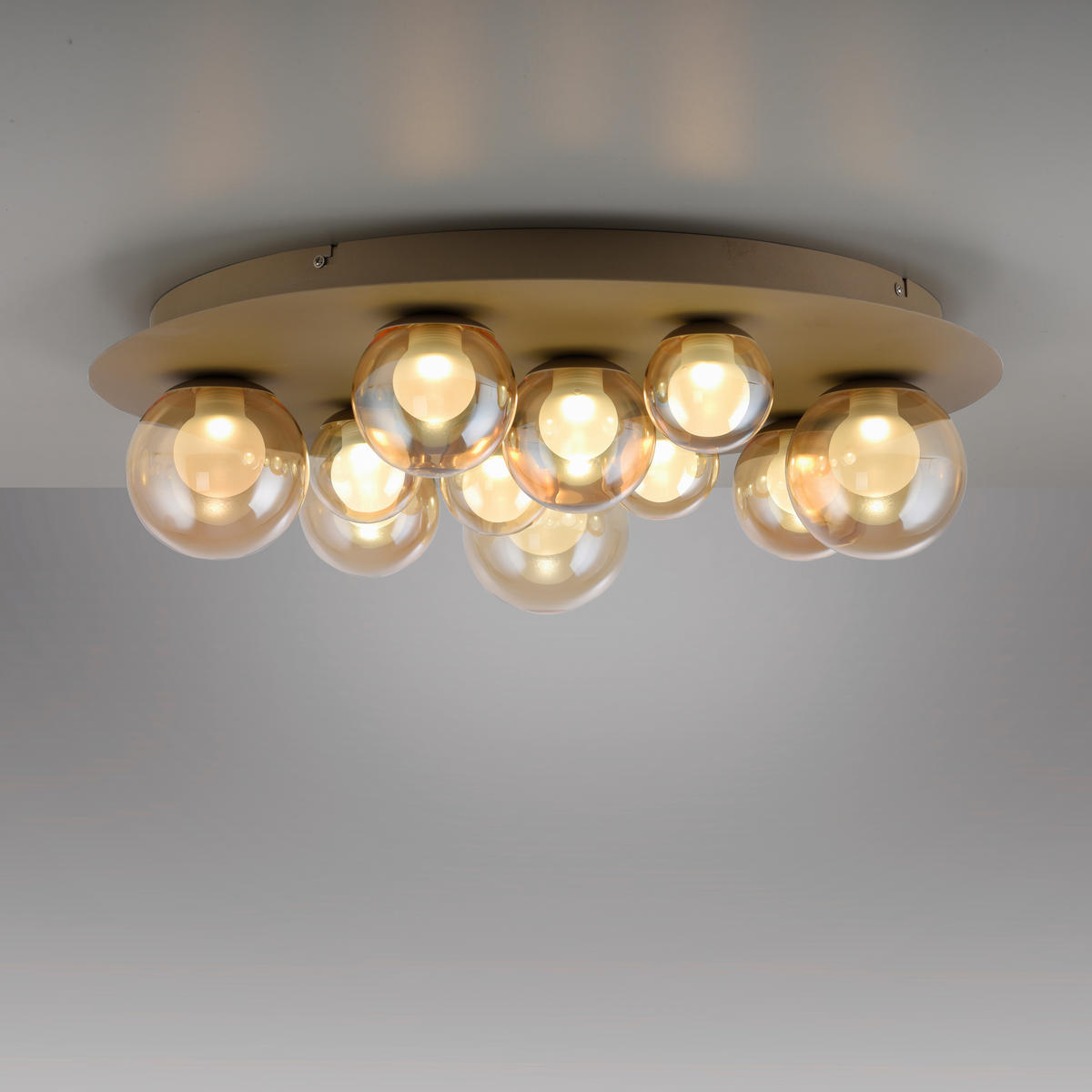 LED-DECKENLEUCHTE 60/60/17 cm  - Bronzefarben, Design, Glas/Kunststoff (60/60/17cm) - Neuhaus PURE