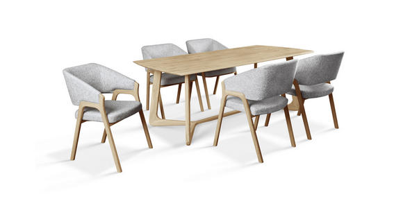 ARMLEHNSTUHL  Typenauswahl Jacquard  - Eichefarben/Grau, KONVENTIONELL, Holz/Textil (57/87/60cm) - Linea Natura