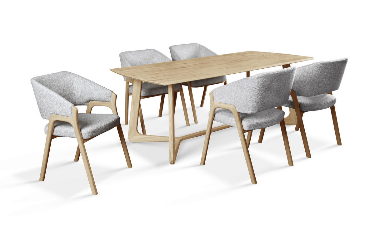 ARMLEHNSTUHL  Typenauswahl Jacquard  - Eichefarben/Grau, KONVENTIONELL, Holz/Textil (57/87/60cm) - Linea Natura