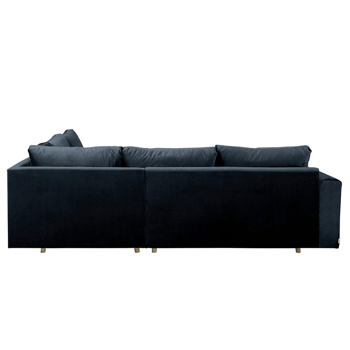 ECKSOFA inkl. Hocker Ariella in Samt Dunkelblau  231/161 cm  - Naturfarben/Dunkelblau, Design, Holz/Textil (231/161cm) - Livetastic