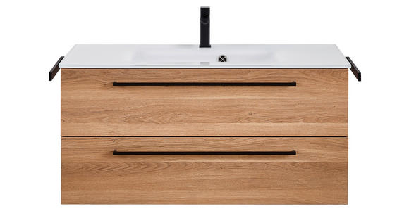 WASCHTISCHKOMBI 101,2 cm  - Eichefarben/Schwarz, KONVENTIONELL, Glas/Holzwerkstoff (101,2cm) - Novel