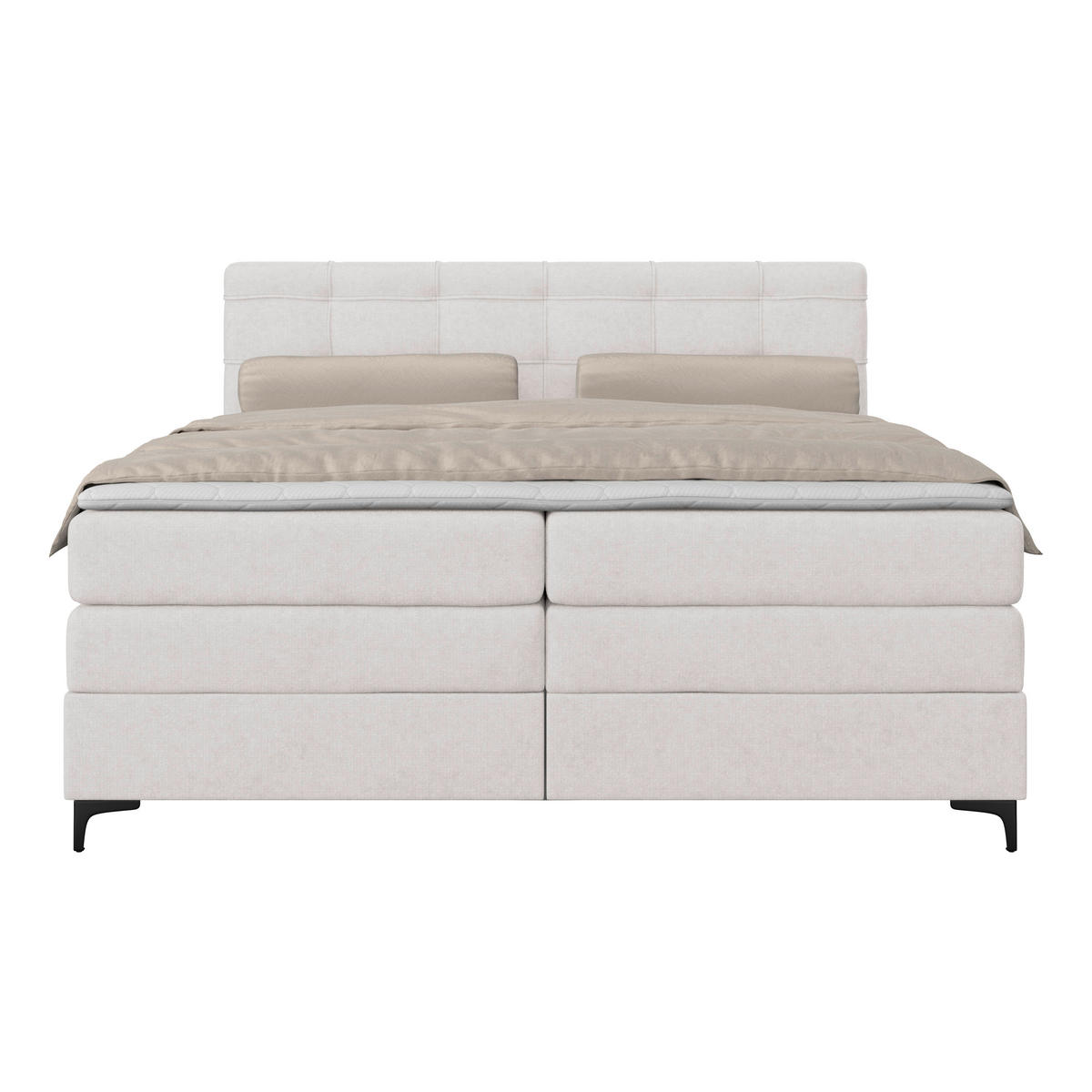 BOXSPRINGBETT 180/200 cm,  in Champagner, H3 = fest  - Champagner/Schwarz, KONVENTIONELL, Kunststoff/Textil (180/200cm)