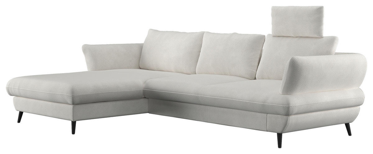 ECKSOFA in Velours Creme  - Creme/Schwarz, Design, Textil/Metall (181/281cm) - Livetastic