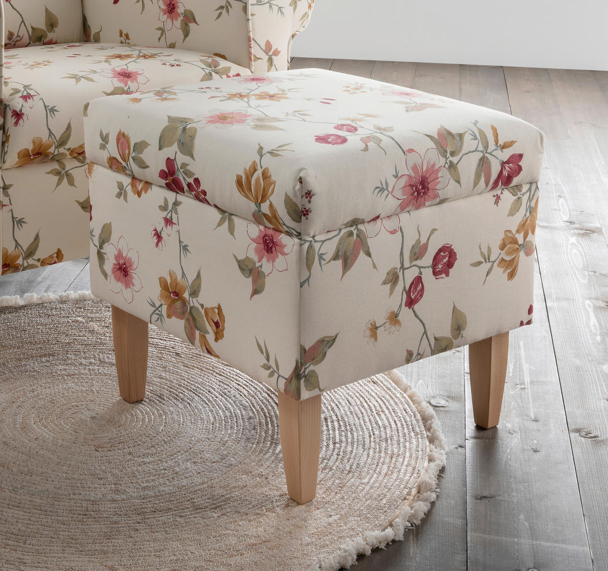 SESSELSET in Webstoff Rot, Buchefarben, Beige  - Beige/Rot, KONVENTIONELL, Holz/Textil (80/102/86cm) - Livetastic