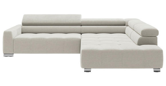 ECKSOFA in Cord Weiß  - Chromfarben/Weiß, KONVENTIONELL, Textil/Metall (311/219cm) - Hom`in