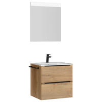 BADEZIMMER  in 61 cm  - Eichefarben/Schwarz, MODERN, Holzwerkstoff/Stein (61cm) - Nobilia