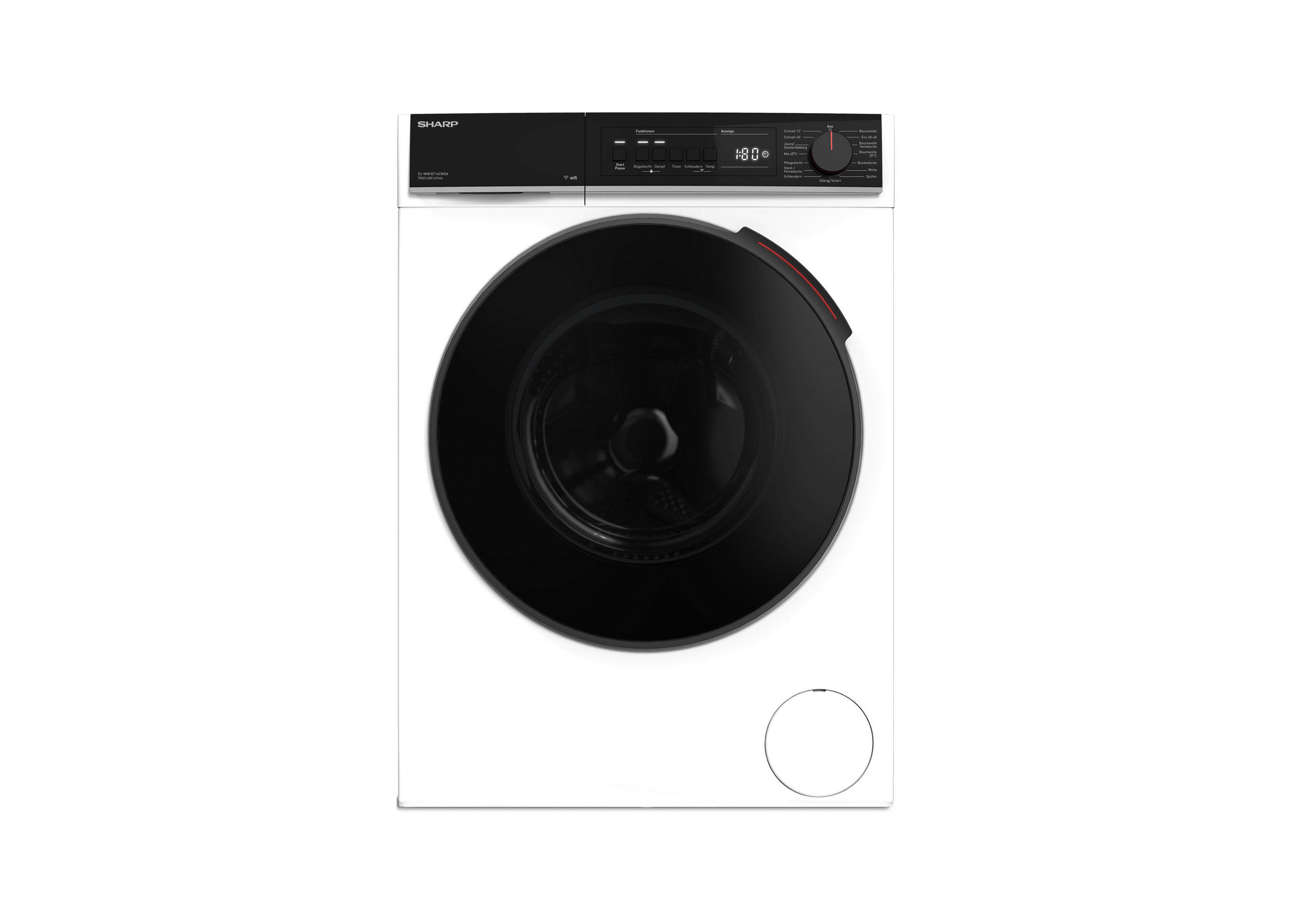 WASCHMASCHINE ES-WNFB714CWDA-DE  - Weiß, Basics, Glas/Kunststoff (59.7/84.5/55,7cm) - Sharp