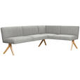 ECKBANK 218/172 cm Webstoff Hellgrau Eiche vollmassiv   - Eichefarben/Hellgrau, KONVENTIONELL, Holz/Textil (218/172cm) - Linea Natura